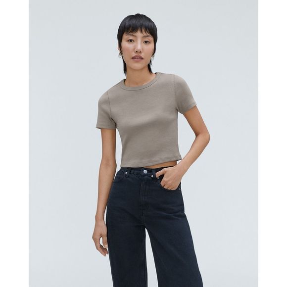 Everlane Tops - Everlane The Ribbed Baby Crop Tee in Clay Size M NWT
